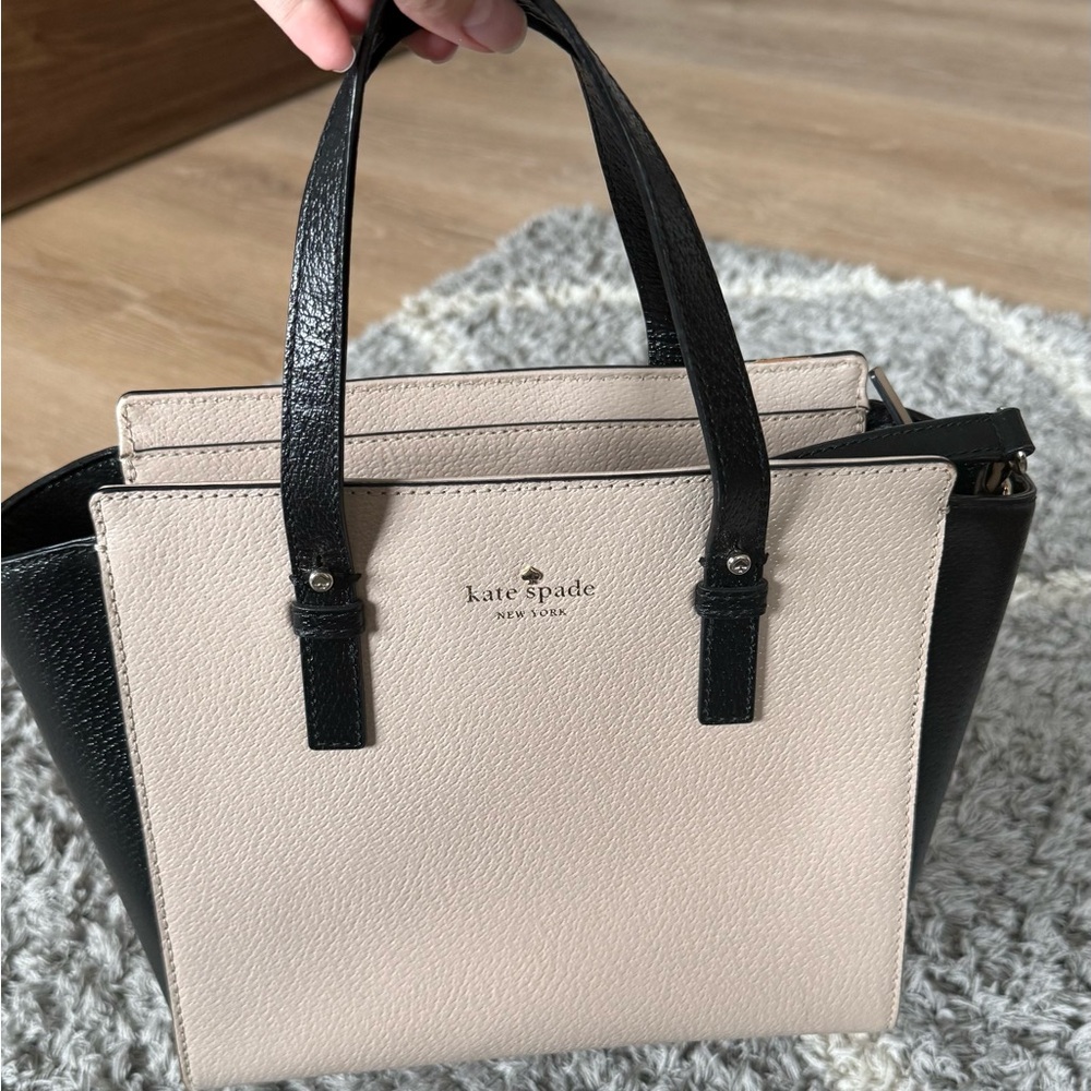 kate spade Black and Cream Satchel with Color-Blocked Design